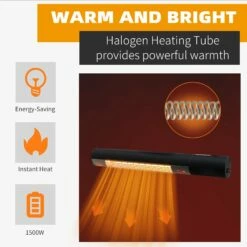 Outsunny Outdoor Wall Mount Electric Halogen Heater 1500W-Black -OUTSUNNY Shop f1F75617edc657b0c