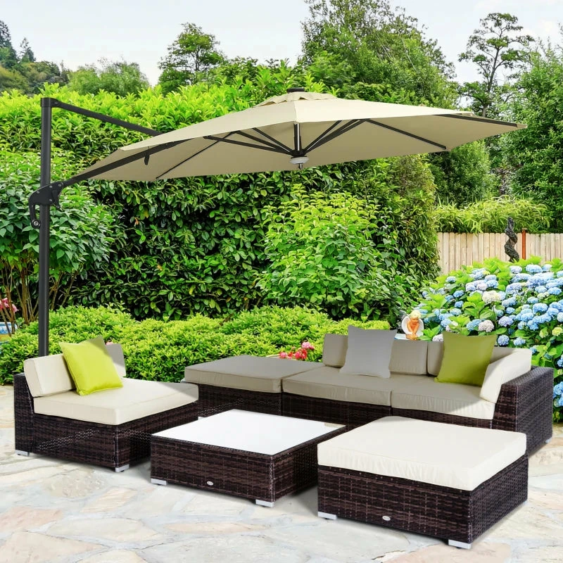 Outsunny 6 PC Rattan Sofa Coffee Table Set Sectional Wicker Weave Furniture For Garden Outdoor Conservatory W/ Pillow Cushion- Brown 5 Outsunny 6 PC Rattan Sofa Coffee Table Set Sectional Wicker Weave Furniture For Garden Outdoor Conservatory W/ Pillow Cushion- Brown - Image 3