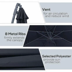 Outsunny Cantilever Banana Parasol 3m - Black -OUTSUNNY Shop ff6b10182a12c6128 jpg