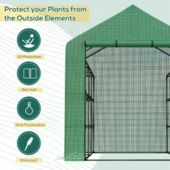 Outsunny Poly Tunnel Wallk-in Greenhouse Cover Shelves Garden Plant House 8ft X 6ft X 7ft -OUTSUNNY Shop fl3a0917edc60a6b4