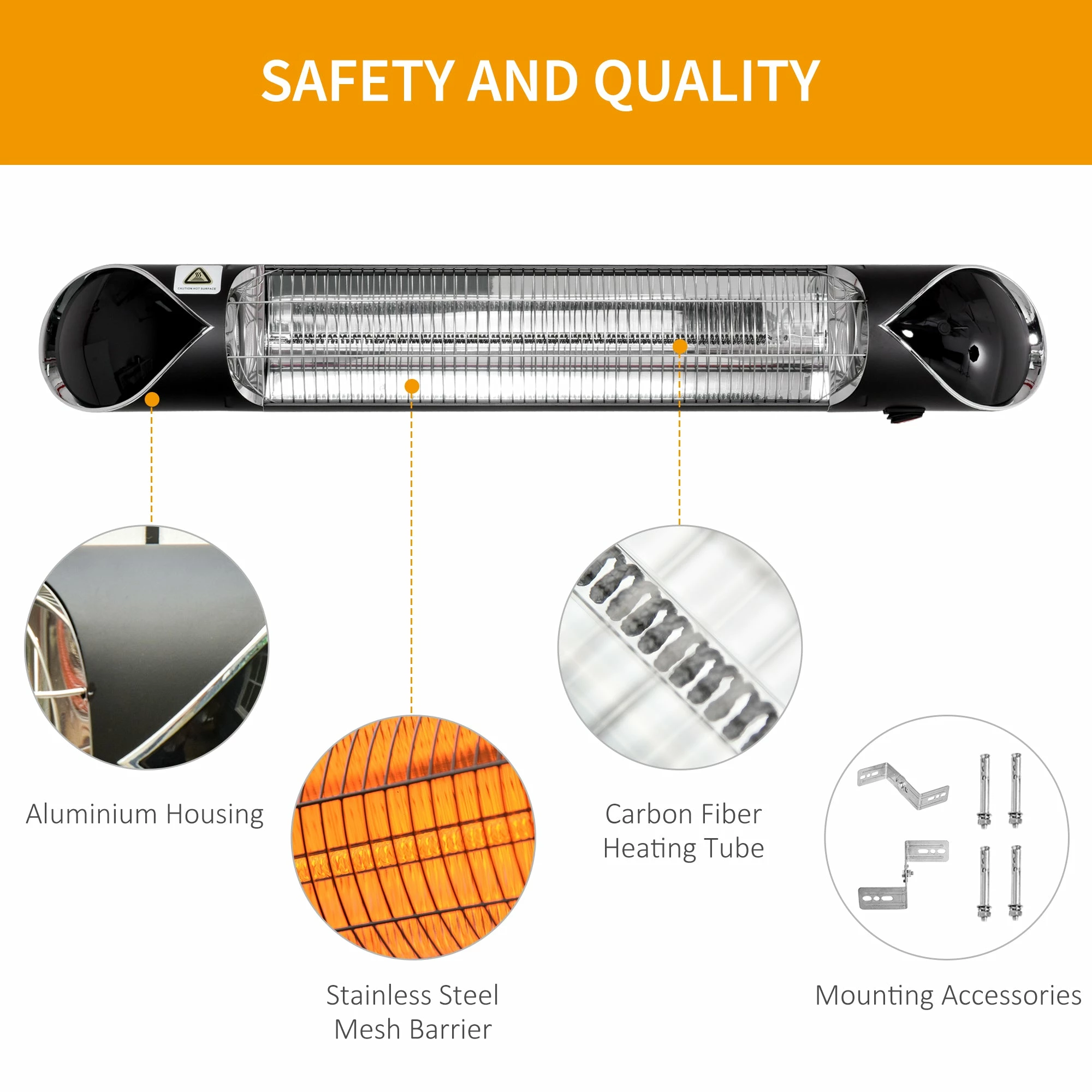 Outsunny 2000W Electric Patio Heater Wall Mounted Heater 8 Outsunny 2000W Electric Patio Heater Wall Mounted Heater - Image 6