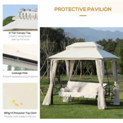 Outsunny Gazebo Swing Chair Bed - Beige 19 Outsunny Gazebo Swing Chair Bed - Beige -OUTSUNNY Shop gYlb101859ab6498d jpg