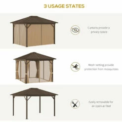 Outsunny Hardtop Gazebo With Curtains 3.6 X 3m - Brown 19 Outsunny Hardtop Gazebo With Curtains 3.6 X 3m - Brown -OUTSUNNY Shop gop75618141203190 jpg