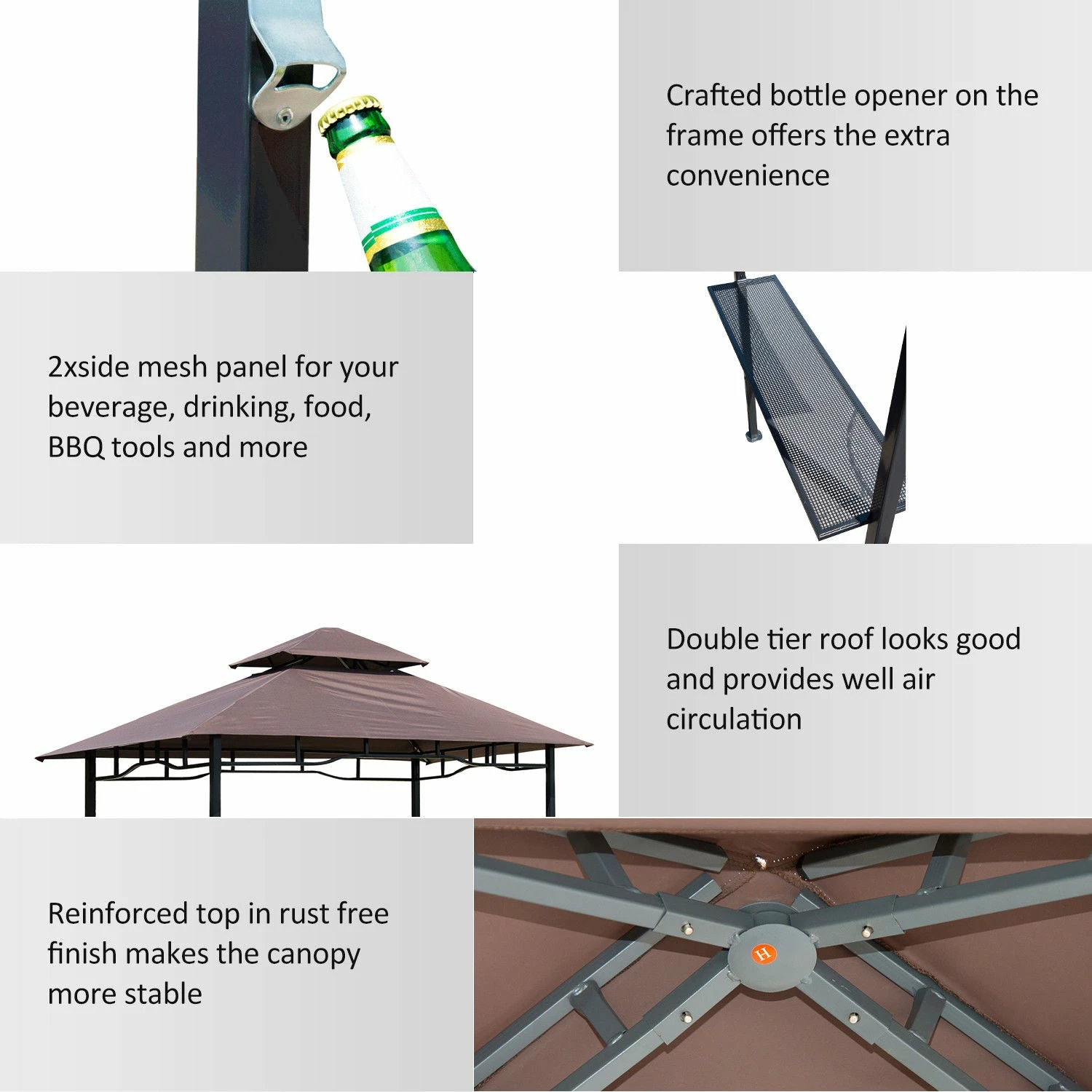 Outsunny Grill Gazebo Brown 7 Outsunny Grill Gazebo Brown - Image 5