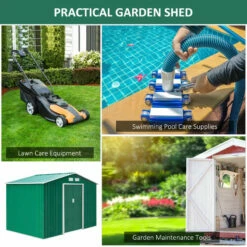 Outsunny Galvanised Metal Garden Shed 9ft X 6ft - Green -OUTSUNNY Shop i8Jb10188d3a6e87c jpg