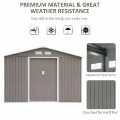 Outsunny Storage Shed In Galvanised Steel With Sliding Door 9ft X 6ft - Grey -OUTSUNNY Shop iEea09188d39dfd56 jpg