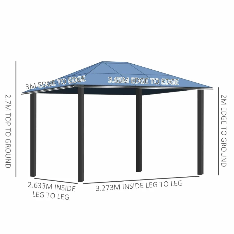 Outsunny Hardtop Gazebo 3.6m X 3m - Brown 5 Outsunny Hardtop Gazebo 3.6m X 3m - Brown - Image 3