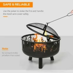 Outsunny Outdoor Fire Pit With Grill Cooking Grate W/ Cover Fire Poker Yard Bonfire Patio -OUTSUNNY Shop ikFa2f17dc48b4b27