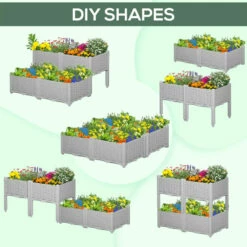 Outsunny Raised Bed Plastic Set Of 4 40x40x44cm - Grey 19 Outsunny Raised Bed Plastic Set Of 4 40x40x44cm - Grey -OUTSUNNY Shop ikp88c1801c80ad8e jpg