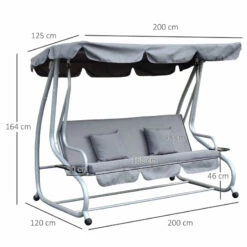 Outsunny Swing Seat 3 Seater - Grey -OUTSUNNY Shop jqy4d81859afdf29d jpg