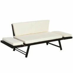 Outsunny 2 In 1 Rattan Folding Daybed Sofa Bench Bench With Cushion Outdoor - Brown -OUTSUNNY Shop jubdaa180c5d8645c jpg