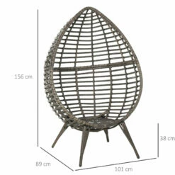 Outsunny Wicker Rattan Egg Chair With 4 Legs Grey -OUTSUNNY Shop k4Aa1217eecc29b03 jpg
