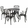 Outsunny Patio Cast Aluminium 5 PCS Dining Table & 4 Chairs Set Outdoor Garden Furniture