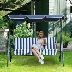 Outsunny Swing Seat 3 Seater - Blue -OUTSUNNY Shop kgd6ff1859f793a65 jpg