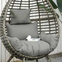 Outsunny Wicker Rattan Egg Chair With 4 Legs Grey -OUTSUNNY Shop lvm3d617eecc29b03 jpg