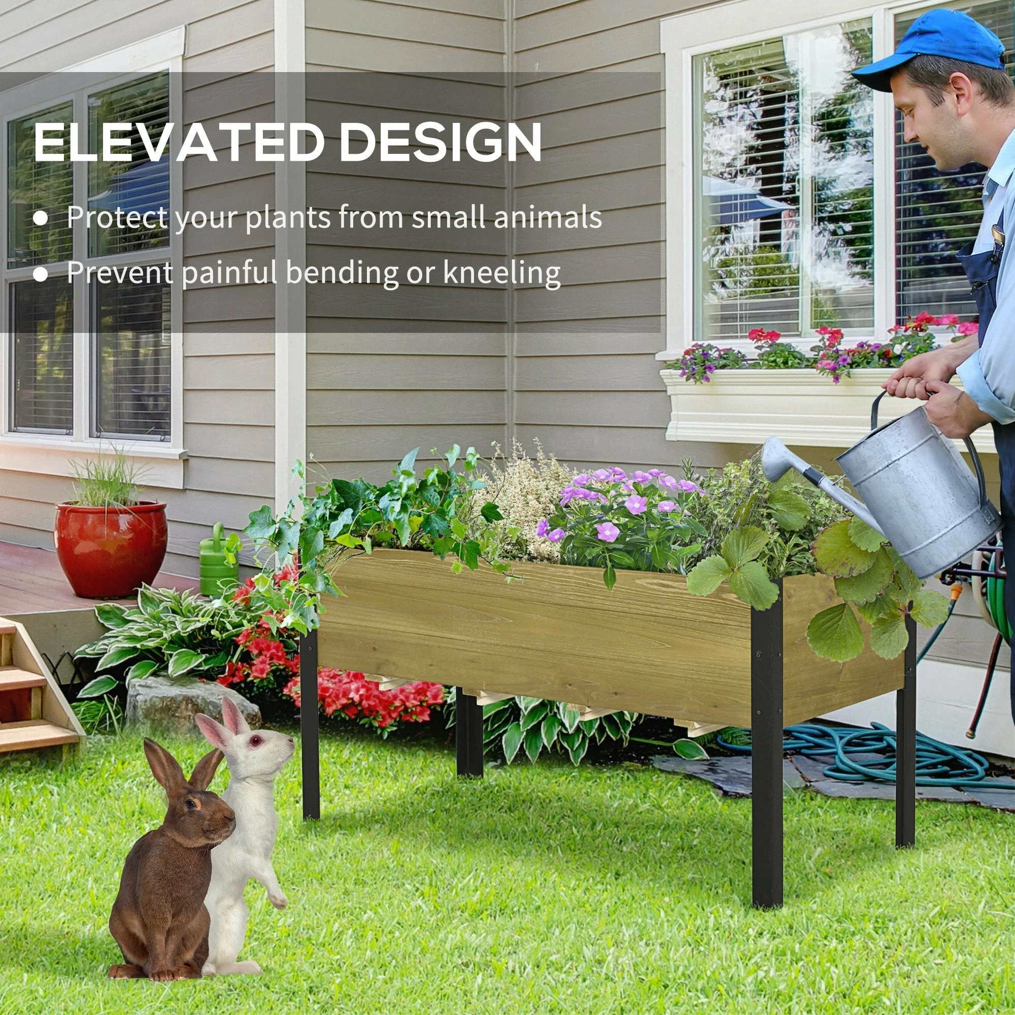 Outsunny Raised Garden Bed Elevated Wood Planter Box 8 Outsunny Raised Garden Bed Elevated Wood Planter Box - Image 6