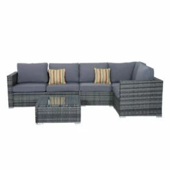 Outsunny Rattan Corner Sofa Set With Coffee Table - Grey -OUTSUNNY Shop mLQdaa17eecc28b10 jpg