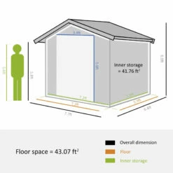 Outsunny Outdooor Storage Shed Wooden Effect Galvanised Steel 7.7ft X 6.4ft -OUTSUNNY Shop mN9c1718450e7e86a jpg