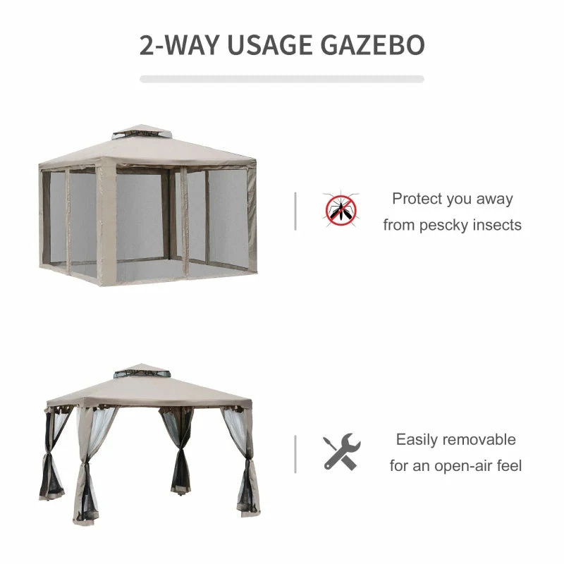 Outsunny Outdoor Gazebo 295L X 295W X 263Hcm-Taupe 8 Outsunny Outdoor Gazebo 295L X 295W X 263Hcm-Taupe - Image 6