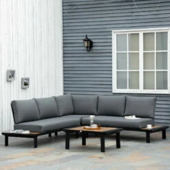 Outsunny Garden Corner Sofa With Table And Side Tables - Black -OUTSUNNY Shop mtb6ff1802aec7bdd jpg