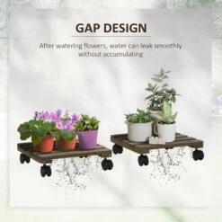 Outsunny 2 Pack Plant Stand With Wheels Mobile Flowerpot Holder For Indoor & Outdoor Use -OUTSUNNY Shop n3D32517e70dafa31