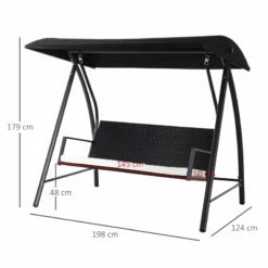 Outsunny Rattan Garden Swing Chair 3-Seater Black -OUTSUNNY Shop n66a1217eecc29c57 jpg