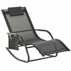 Outsunny Lounger Rocking Chair - Black