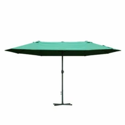 Outsunny 4.6 M Double Sided Umbrella Parasol With Cross Base - Dark Green