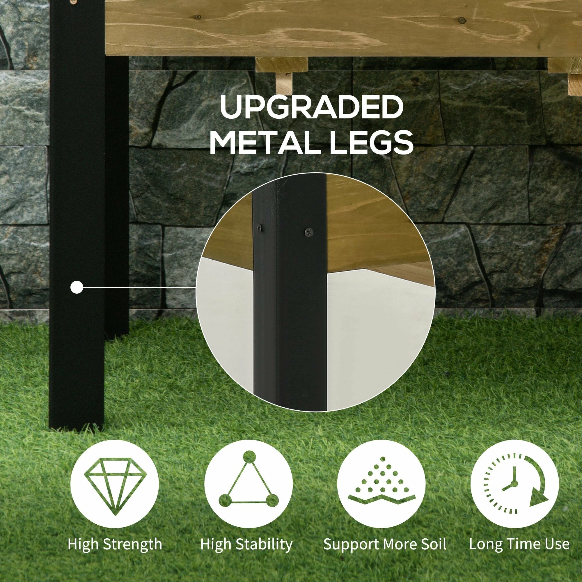 Outsunny Raised Garden Bed Elevated Wood Planter Box 6 Outsunny Raised Garden Bed Elevated Wood Planter Box - Image 4