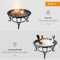 Outsunny Steel Fire Pit, Φ 56x45H Cm (Lid Included)-Black -OUTSUNNY Shop nt77ac17dc39d42d2 e9848db1 a29b 439f 9eb7 130fe321287d