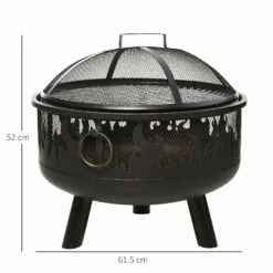 Outsunny Outdoor Fire Pit With Grill Cooking Grate W/ Cover Fire Poker Yard Bonfire Patio -OUTSUNNY Shop oCad0a17dc48b4b27
