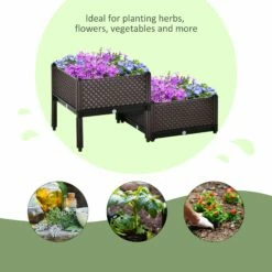 Outsunny 2-Piece Raised Garden Bed Planter Box Brown -OUTSUNNY Shop oFG75617edc659cf3 b94564ac 31d3 4543 b2e0 73a27d556032