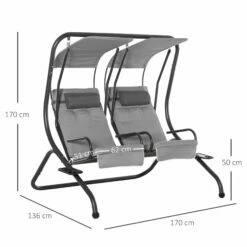 Outsunny Canopy Swing 2 Separate Relax Chairs W/ Handrails And Removable Canopy Grey -OUTSUNNY Shop oU477317dc265fa29