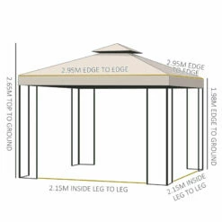 Outsunny Metal Gazebo With Curtains 3 X 3m - Beige 15 Outsunny Metal Gazebo With Curtains 3 X 3m - Beige -OUTSUNNY Shop oXSa12181942673d3 jpg
