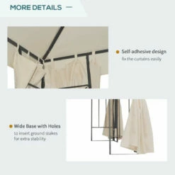 Outsunny Metal Gazebo With Curtains 3 X 3m - Beige 17 Outsunny Metal Gazebo With Curtains 3 X 3m - Beige -OUTSUNNY Shop pMf88c181942673d3 jpg
