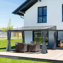 Outsunny Outdoor Lean To Pergola Gazebo 4 X 3m - Grey -OUTSUNNY Shop pWd90f17f62ef8c92 jpg