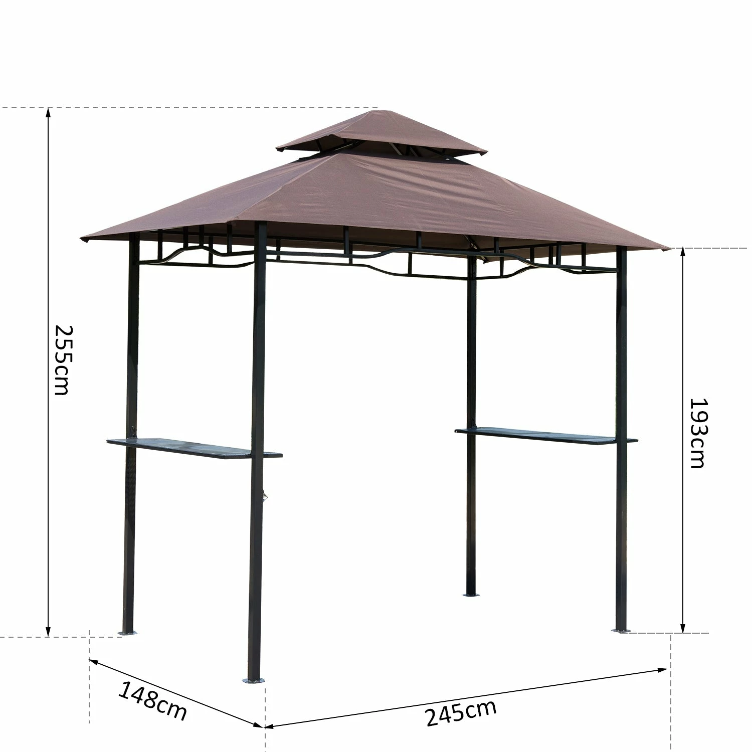 Outsunny Grill Gazebo Brown 6 Outsunny Grill Gazebo Brown - Image 4