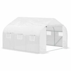 Outsunny Greenhouse Polytunnel 4.5 X 3 X 2m - White