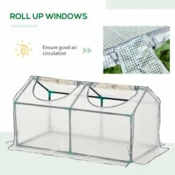 Outsunny Mini Greenhouse With 2 Windows, Plant Flower Herbs Growing, PE, 120 X 61 X 61cm -OUTSUNNY Shop rKr88c17edc607e2f