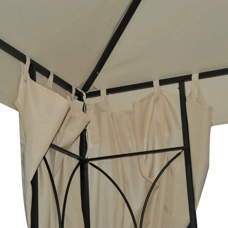 Outsunny Metal Gazebo With Curtains 3 X 3m - Beige 11 Outsunny Metal Gazebo With Curtains 3 X 3m - Beige - Image 9