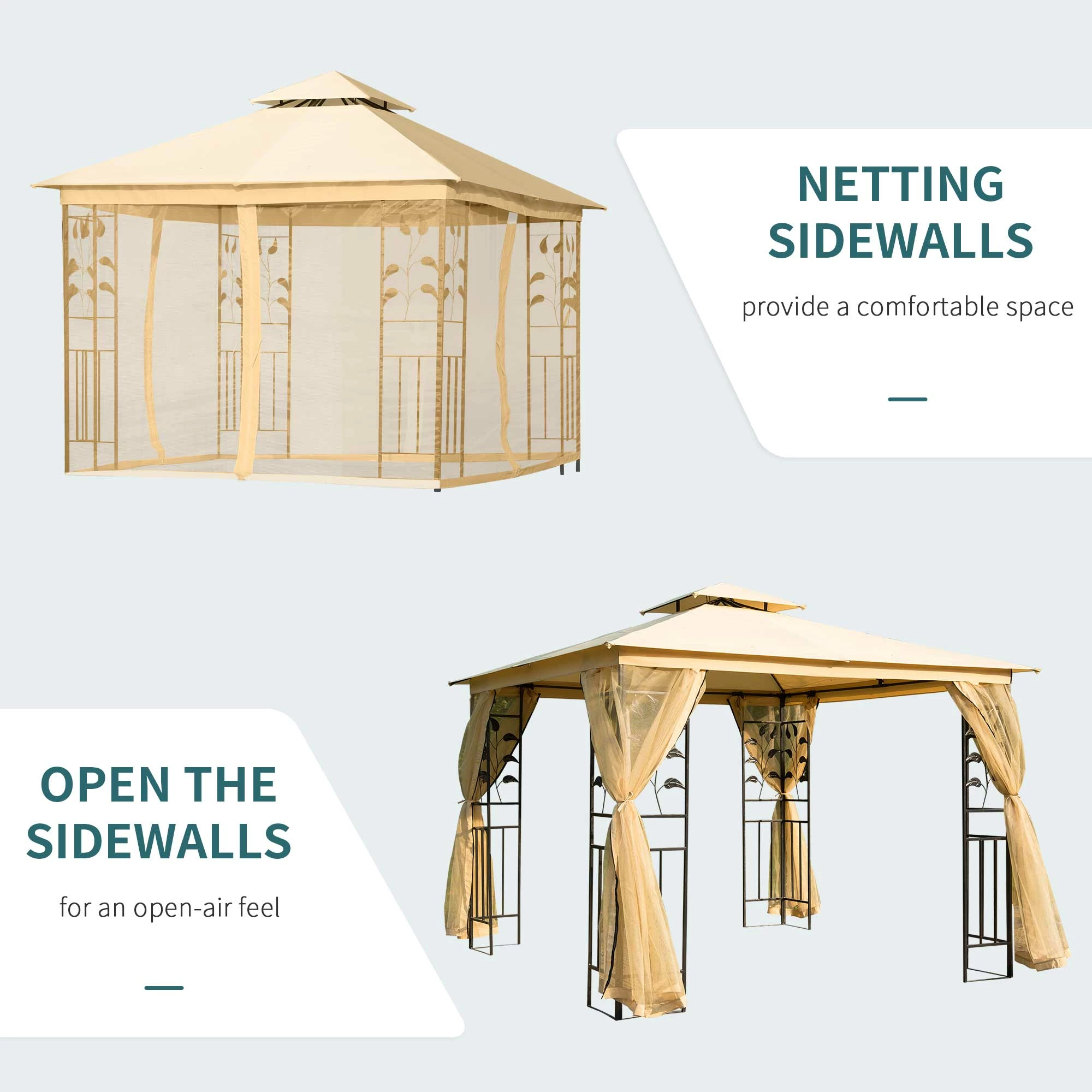 Outsunny Netting Gazebo - 4 Piece Sidewalls 6 Outsunny Netting Gazebo - 4 Piece Sidewalls - Image 4