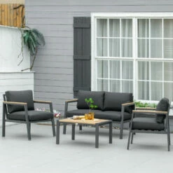Outsunny Garden Sofa Set 4 Piece With Cushions - Grey -OUTSUNNY Shop sVR90f17f52a16306 jpg