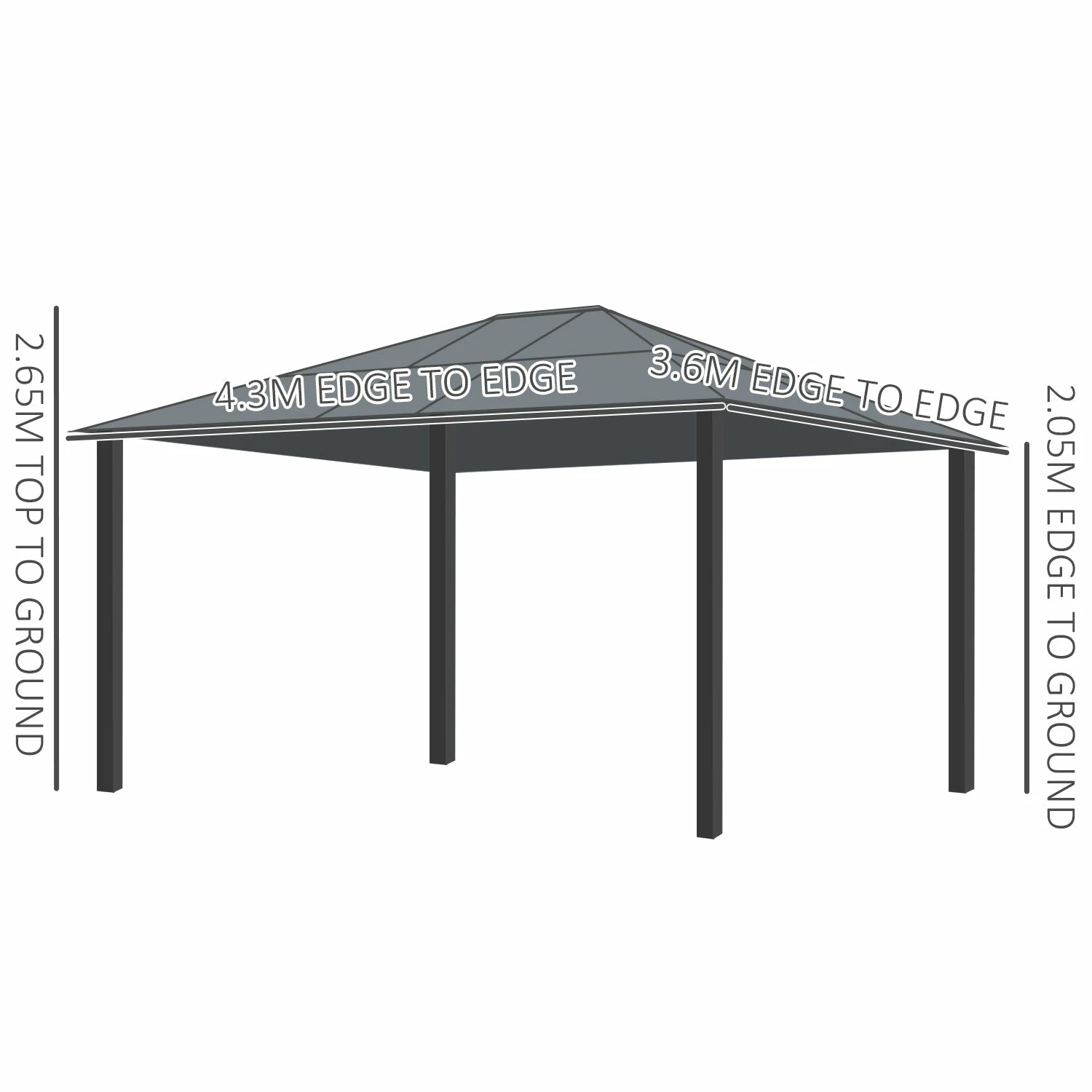 Outsunny 3.6 X 4m Hardtop Gazebo Canopy With Polycarbonate Roof And Aluminium Frame, Garden Pavilion With Mosquito Netting And Curtains 4 Outsunny 3.6 X 4m Hardtop Gazebo Canopy With Polycarbonate Roof And Aluminium Frame, Garden Pavilion With Mosquito Netting And Curtains - Image 2