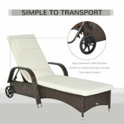 Outsunny Rattan Sun Lounger - Brown -OUTSUNNY Shop siJ756180ae19d076 jpg