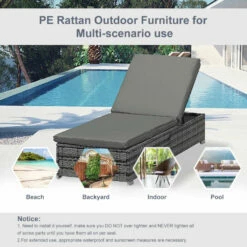 Outsunny Rattan Reclining Lounger - Grey -OUTSUNNY Shop svM75617eecc29e19 jpg