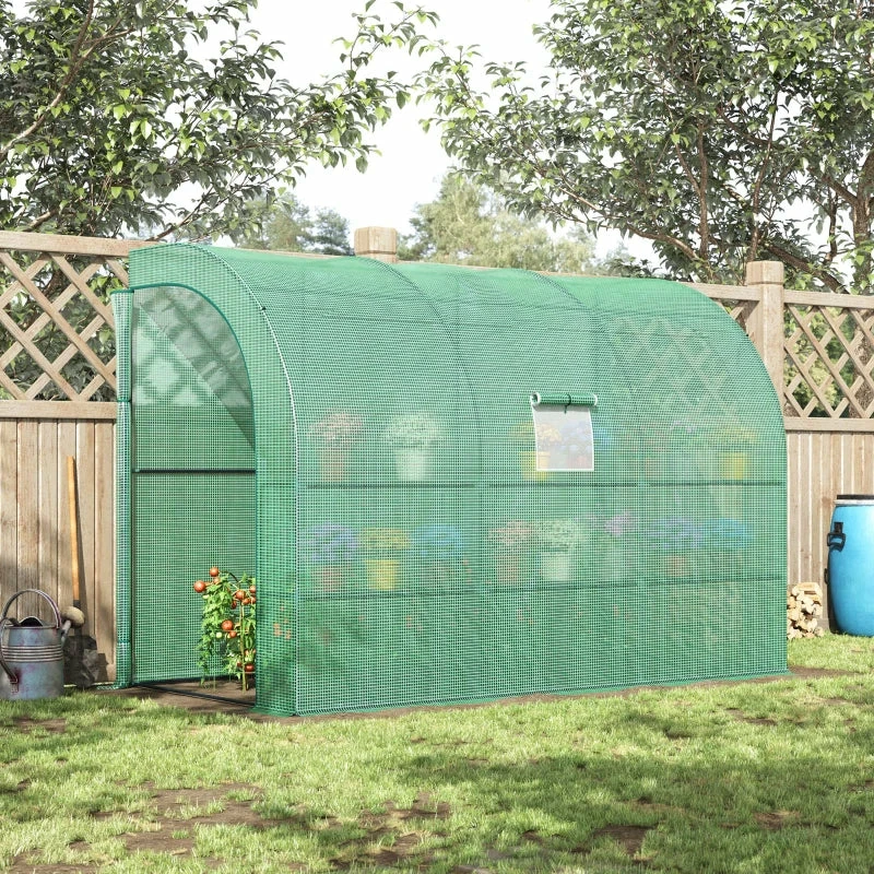 Outsunny Lean To Greenhouse 300L X 150W X 215Hcm - Green 12 Outsunny Lean To Greenhouse 300L X 150W X 215Hcm - Green - Image 10