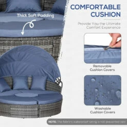 Outsunny Garden Daybed With Cushions - Grey With Blue Cushions -OUTSUNNY Shop tZad951803be56c94 jpg