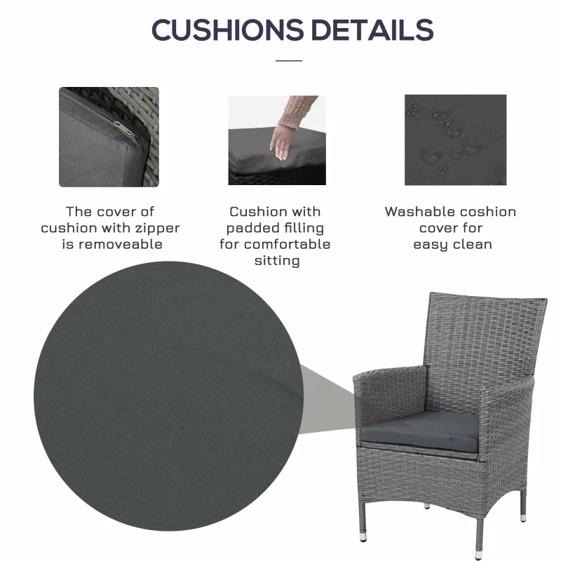 Outsunny Rattan Bistro Set 3pc - Grey 9 Outsunny Rattan Bistro Set 3pc - Grey - Image 7