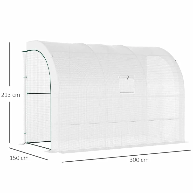 Outsunny Lean To Greenhouse 300 X 150 X 213 Cm - White 5 Outsunny Lean To Greenhouse 300 X 150 X 213 Cm - White - Image 3