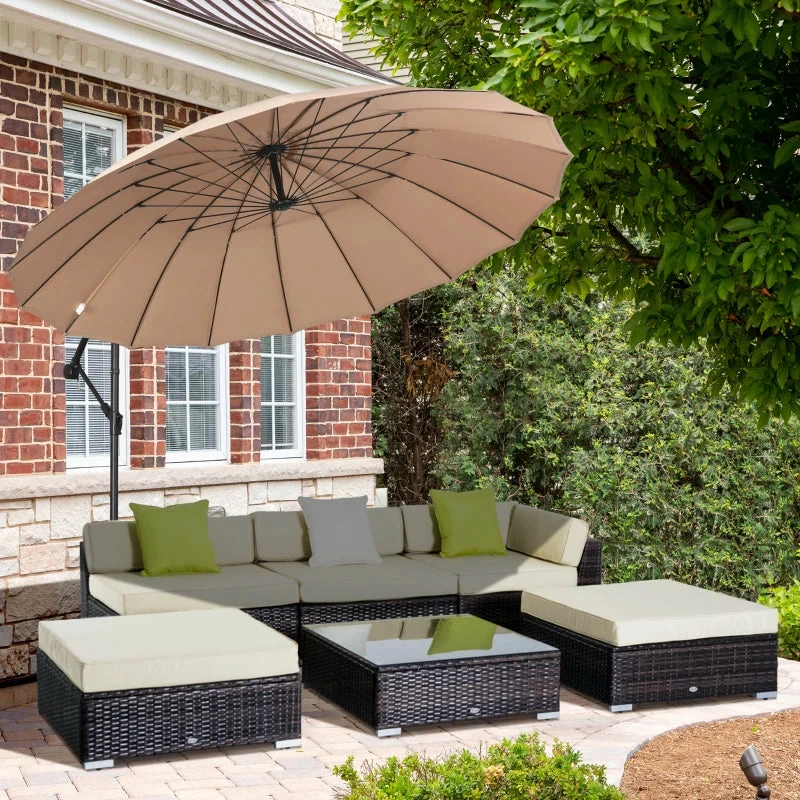 Outsunny 6 PC Rattan Sofa Coffee Table Set Sectional Wicker Weave Furniture For Garden Outdoor Conservatory W/ Pillow Cushion- Brown 4 Outsunny 6 PC Rattan Sofa Coffee Table Set Sectional Wicker Weave Furniture For Garden Outdoor Conservatory W/ Pillow Cushion- Brown - Image 2